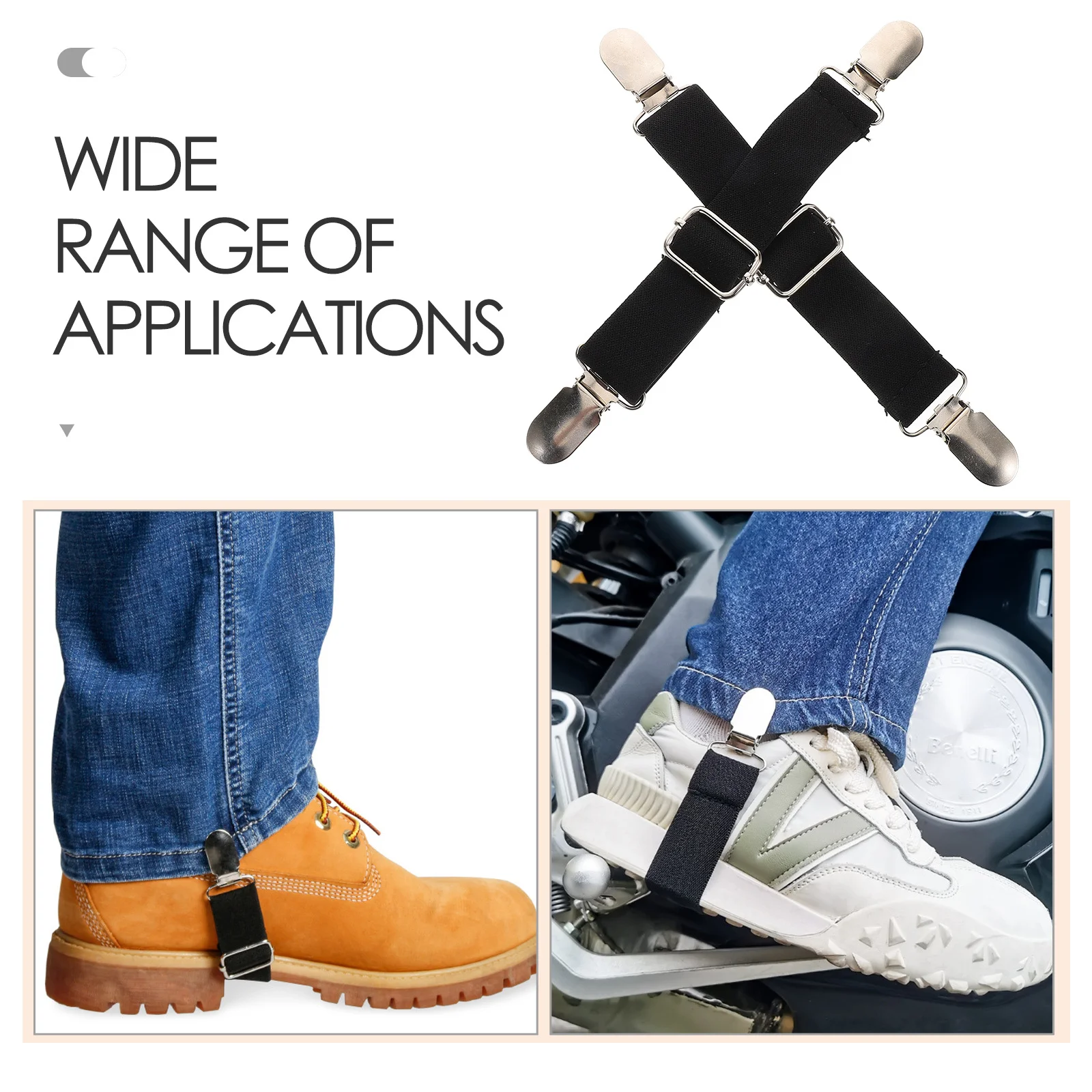 1Pair Motorcycle Trousers Stirrups Adjustable Boot Straps Pant Clips for Men Women Bed Sheets Mattress Covers Curtain Seat