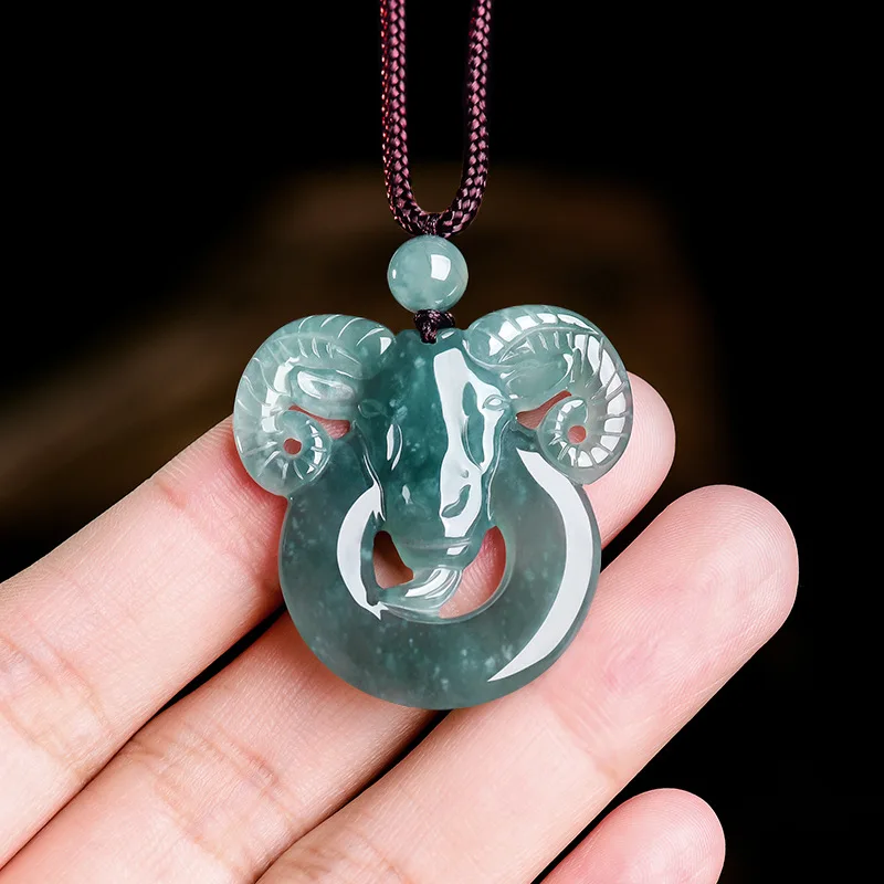 Natural Myanmar Jadeite Sheep Pendant Necklace Fashion Real Jade Charm Luxury Talismans Carved Amulet Gemstone Gifts for Women