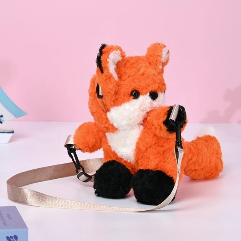 Fox Plush ไหล่กระเป๋าน่ารักปุยผมหยิกตุ๊กตาขนาดเล็กกระเป๋าถือเหรียญกระเป๋าเด็ก Good Night Buddy สาวของขวัญตกแต่งรถ