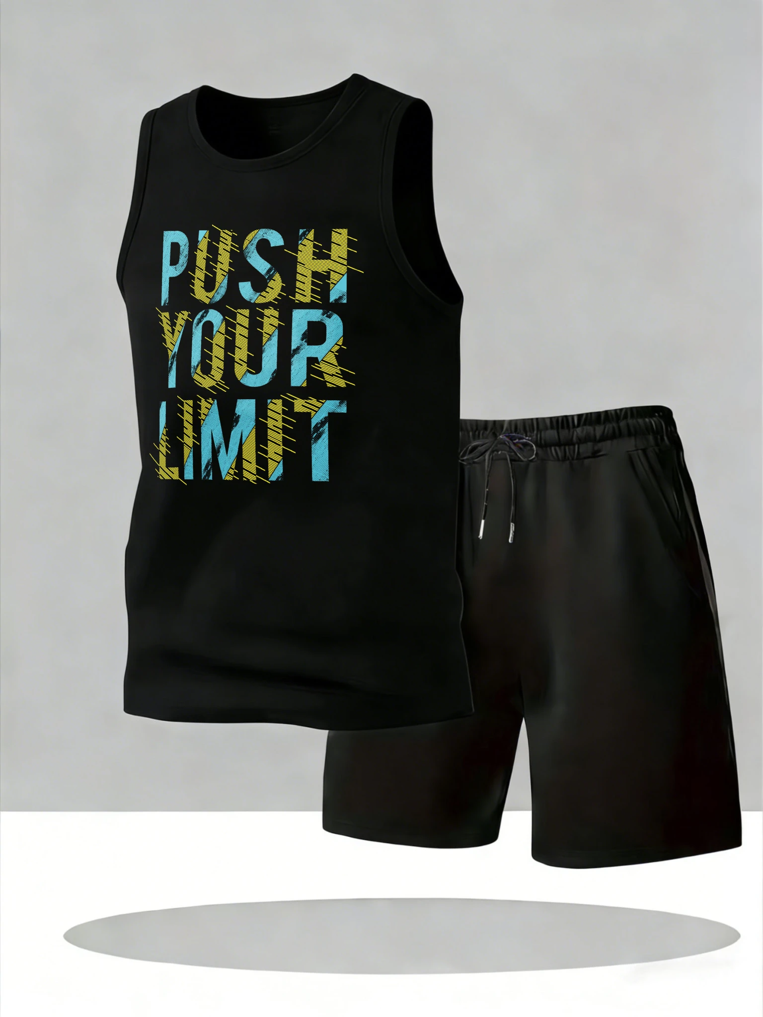 

Men's Tank Top Sets 2026 Summer Quick drying oversize sports jogging suit running seaside sports suits crewneck Breathable