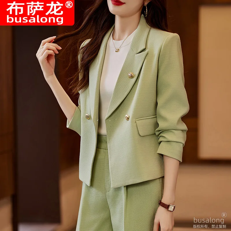 Micro Pants Jacket Suit 2023 Autumn New Two-Piece Suit Commuting Formal Suit Work Clothes Fashion Casual Set Women