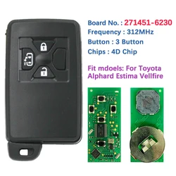 CN007303 Aftermarket 3 Button Key For Toyota Alphard Vellfire Estima Isis Noah Voxy 2007-2018 Remote 4D Chip 312MHz 271451-6230