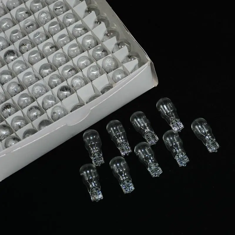 100Pcs/Box T13 Halogen Lamp Clear Glass Warm White Amber 10W Car Interior Light Clearance Light Automotive Halogen Light Bulbs