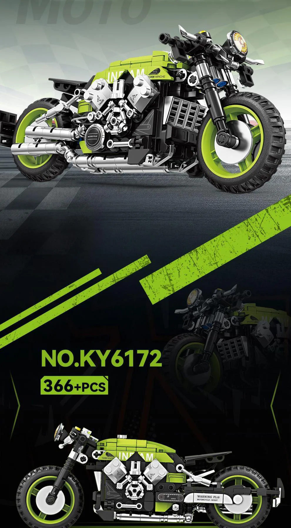Schnelles Motorrad XR155 RnineT ‌ Dragster 800 Indian Scout Modellbausatz, Motor-Konstruktions-Bausteine, Spielzeug für Geschenke – Detail 10