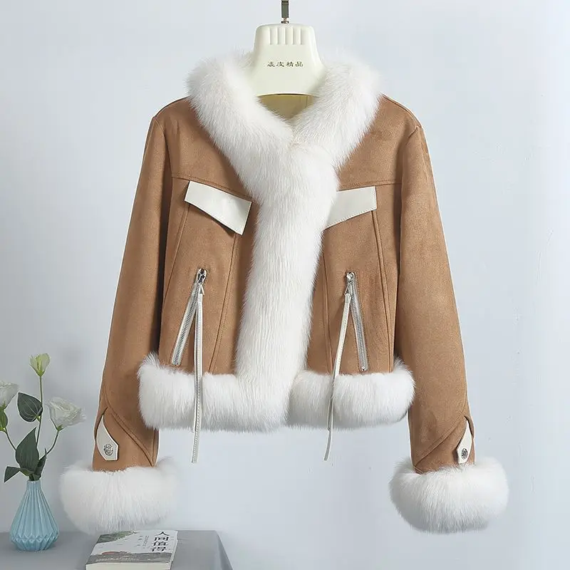 

Whole Skin Fox Fur Grass Coat Women's Short 2023 New Haining Winter Goose Down Coat Youth Style