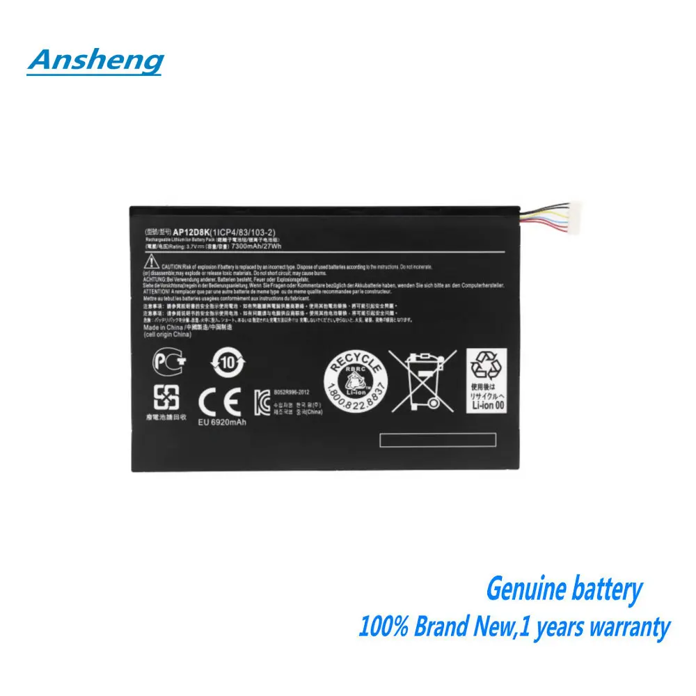 

High Quality AP12D8K Laptop Battery For Acer Iconia Tab A3-A10 A3-A11 W510 W510P 3.7V 27Wh