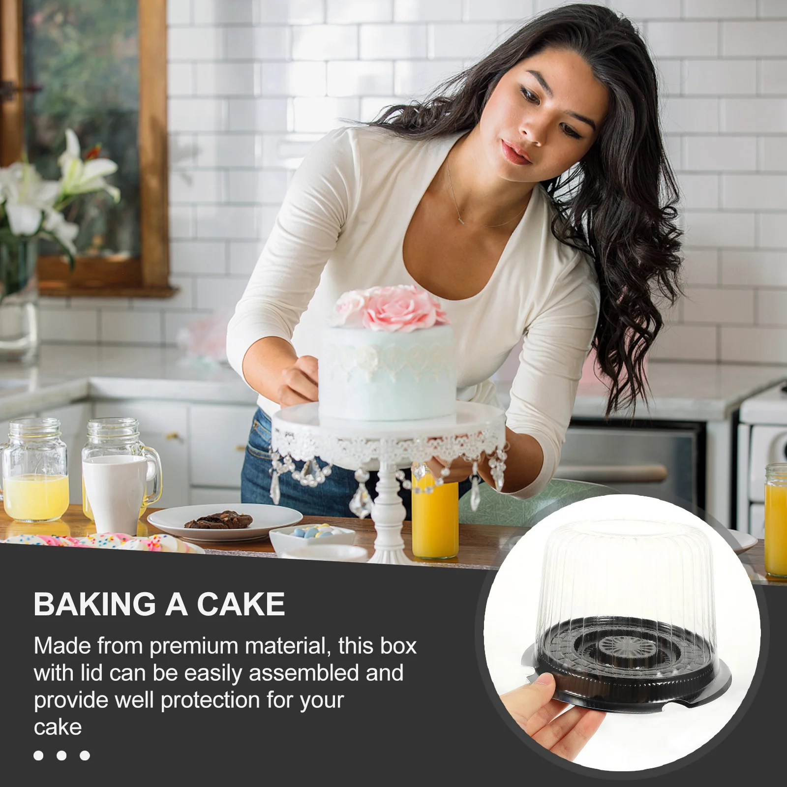 

10Pcs Clear Plastic Cake Cheese Boxes with Lids Easy Assemble Cake Container Packaging for Cakes Cupcakes Treats Party Use