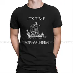 It's Time For Valheim Sailing Boat Newest TShirts Valheim Game Men Graphic Pure Cotton Streetwear T Shirt O Neck Oversized