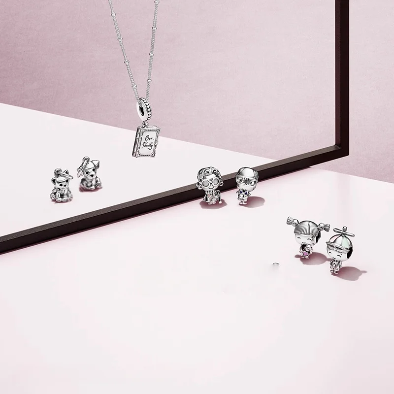 حار بيع فتاة الدب سلسلة متعددة سحر الخرزة قلادة تنطبق على الأصلي الأوروبي تصفيح الفضة والمجوهرات DIY صنع الهدايا