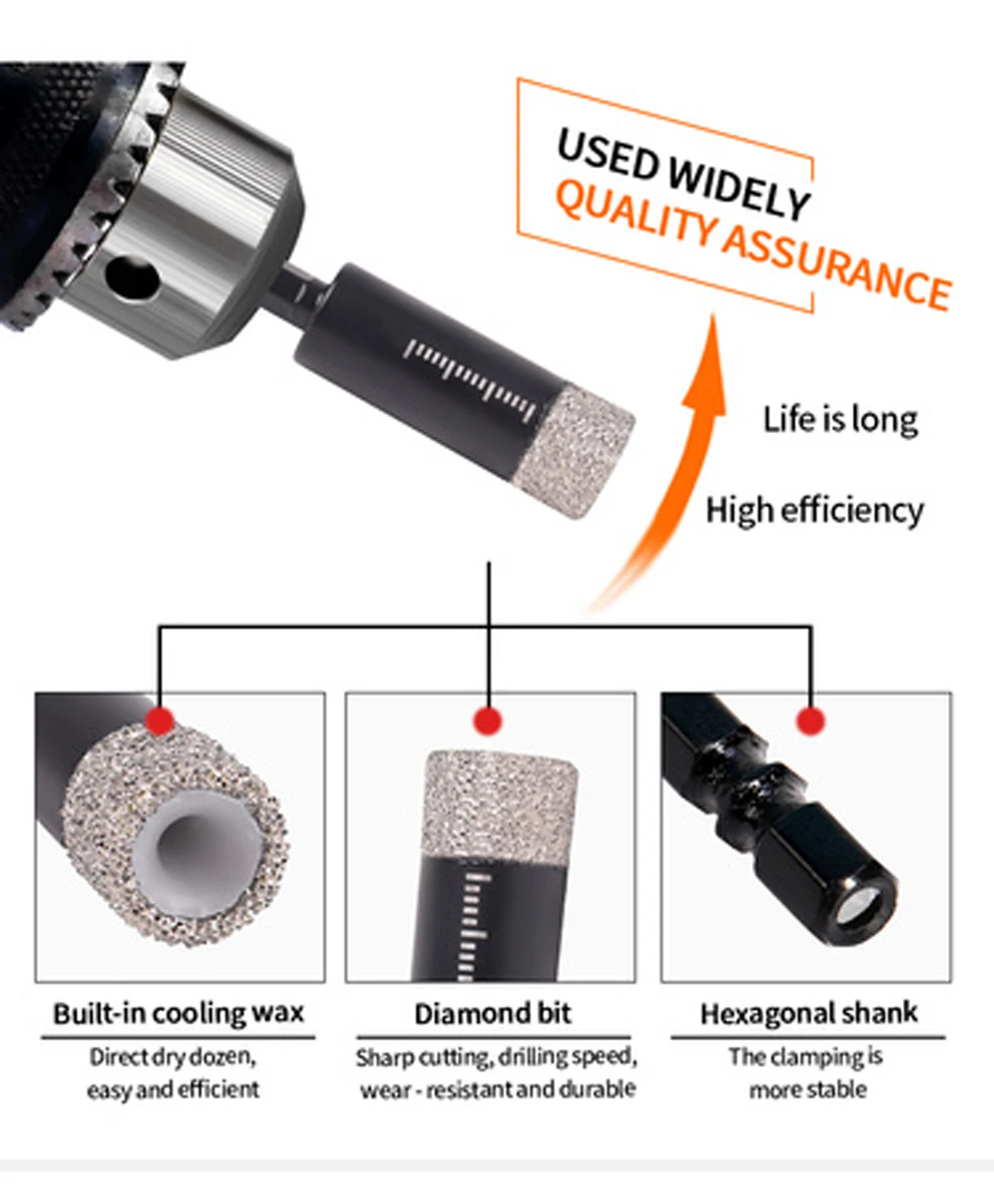 5/6/8/10/12/14/16mm Dry Brazed Diamond Hole Saw for Porcelain Tiles Marble Glass Ceramic Crowns Drill Bit