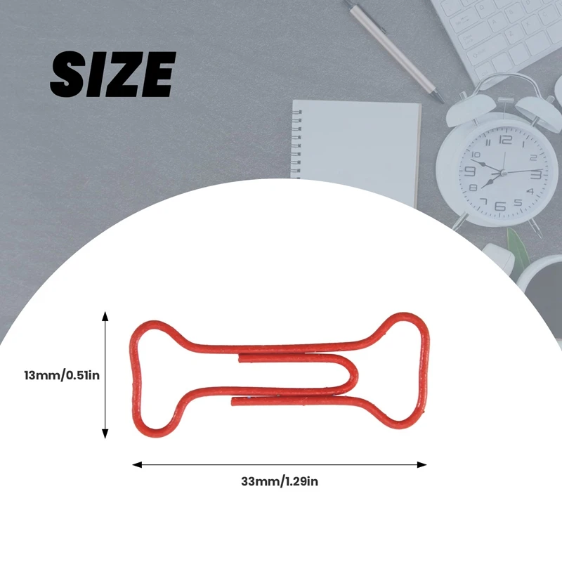 100 шт., разноцветные металлические зажимы для бумаги в форме кости