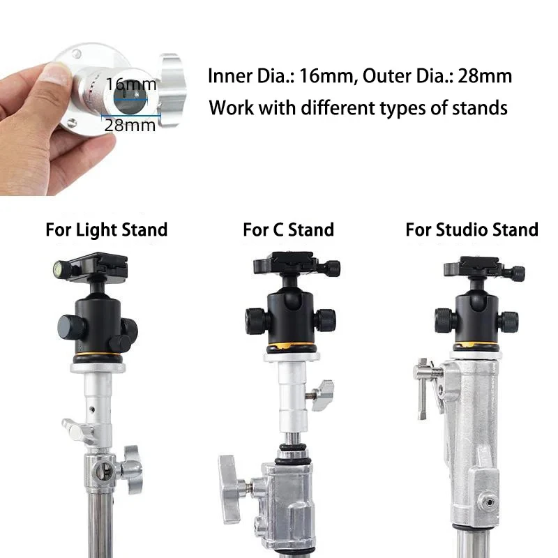 Meking Light Stand Adapter C Stand Camera Mount Light Stand Tripod Screw 1/4 "3/8" and 5/8" Fixing Nut Photo Studio Accessories