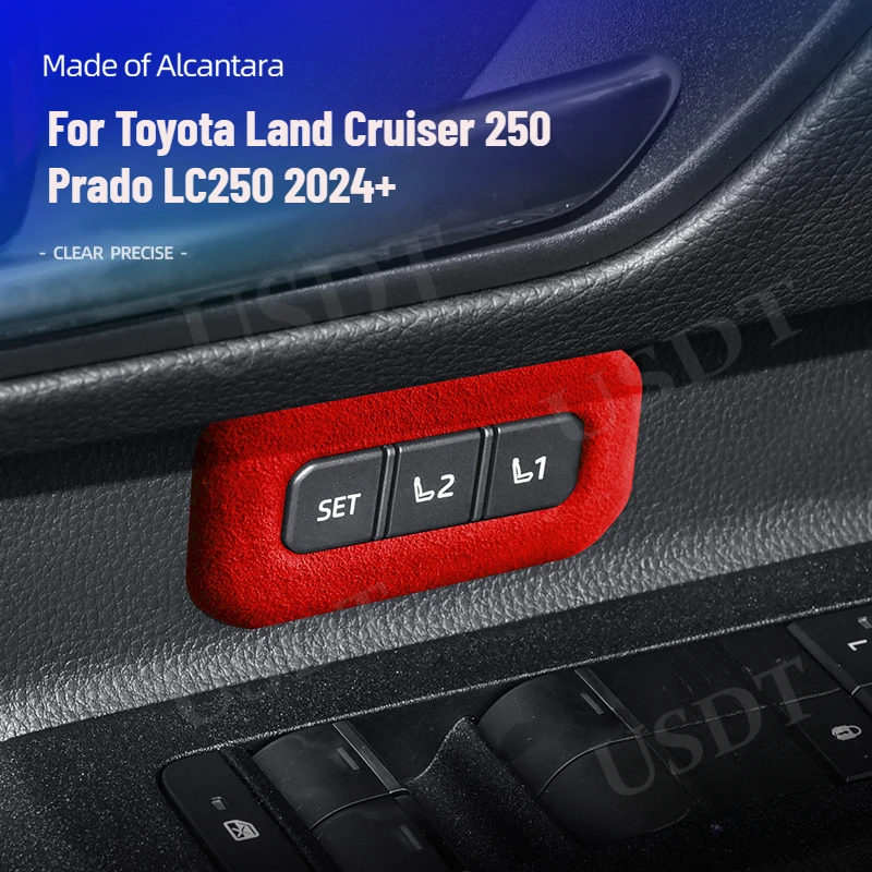 

For 2024 Toyota Land Cruiser 250 1958 Prado LC250 Top Suede Memory Seat Button Panel Frame Cover Interior Auto Decoration Parts