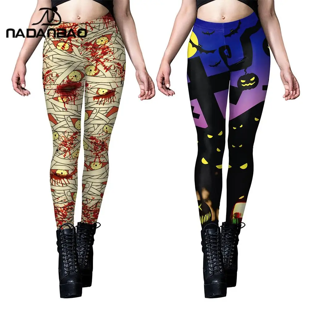 Nadanbao Nadanbao Gestreepte Mummie 3d Print Dames Legging Skinny Broek Sexy Hoge Taille Broek Warme Broek