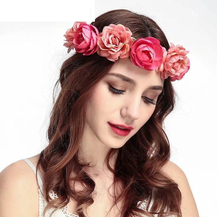 Guirxiété de fleurs pour coiffure de mariage, bande de cheveux de style bohème, photographie de mariée, accessoires pour cheveux, vente en gros