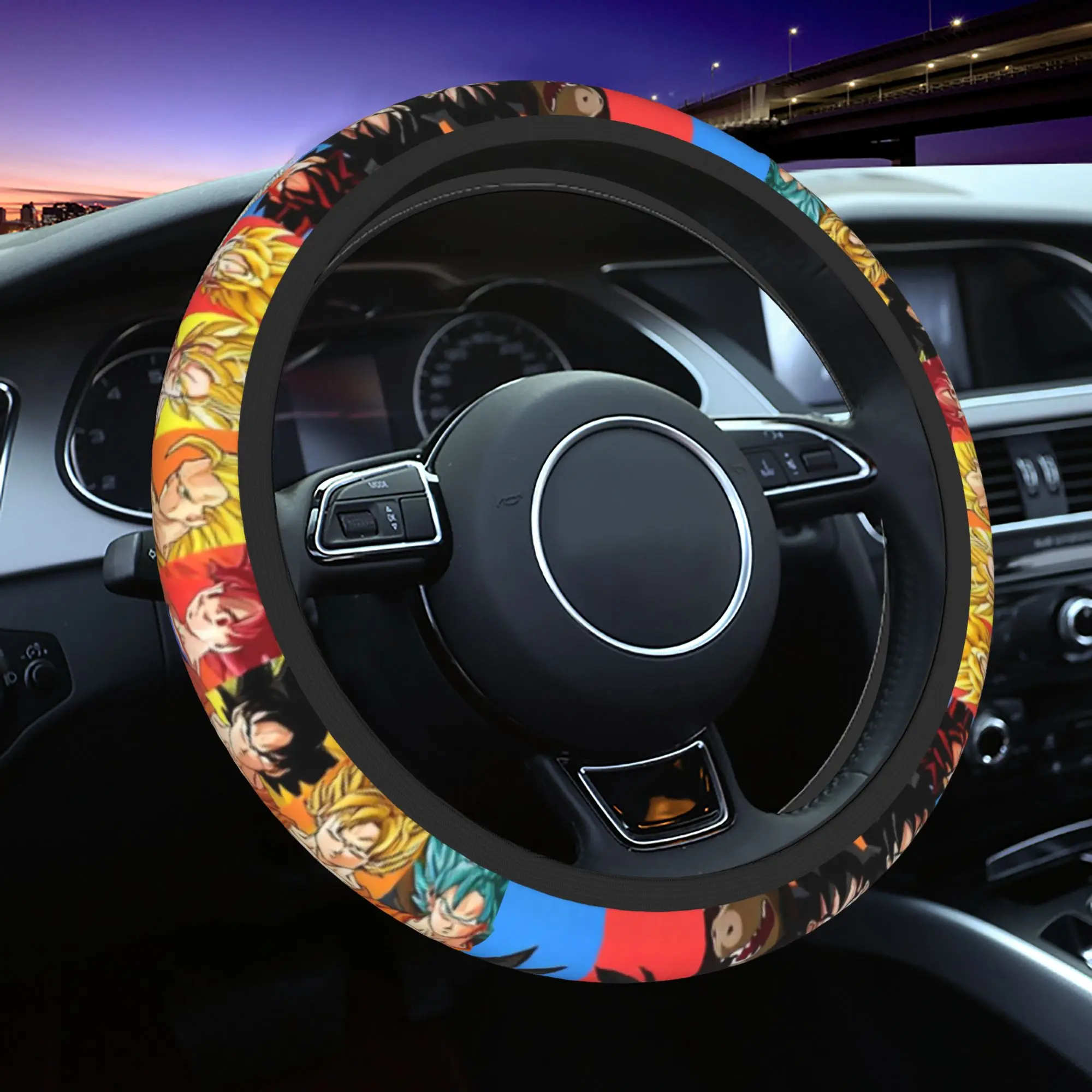 Dragon Ball Z Car Steering Wheel Cover 38cm Elastic DBZ Auto Steering Wheel Protector Elastische Auto Decoration Car Accessories - view 2