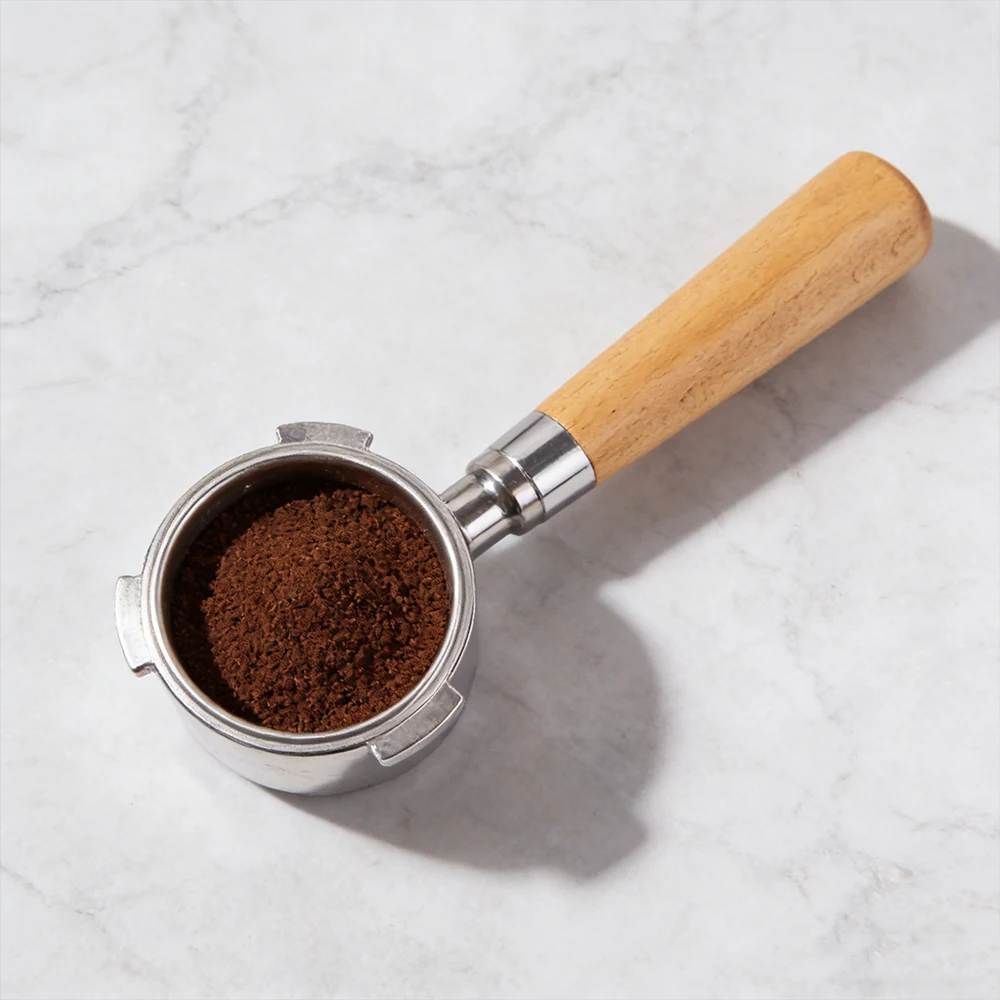 Custom 54mm Stainless Steel Bottomless Portafilter Beech Handle Eco Friendly Fit Barista Filter Basket Cafe Accessory