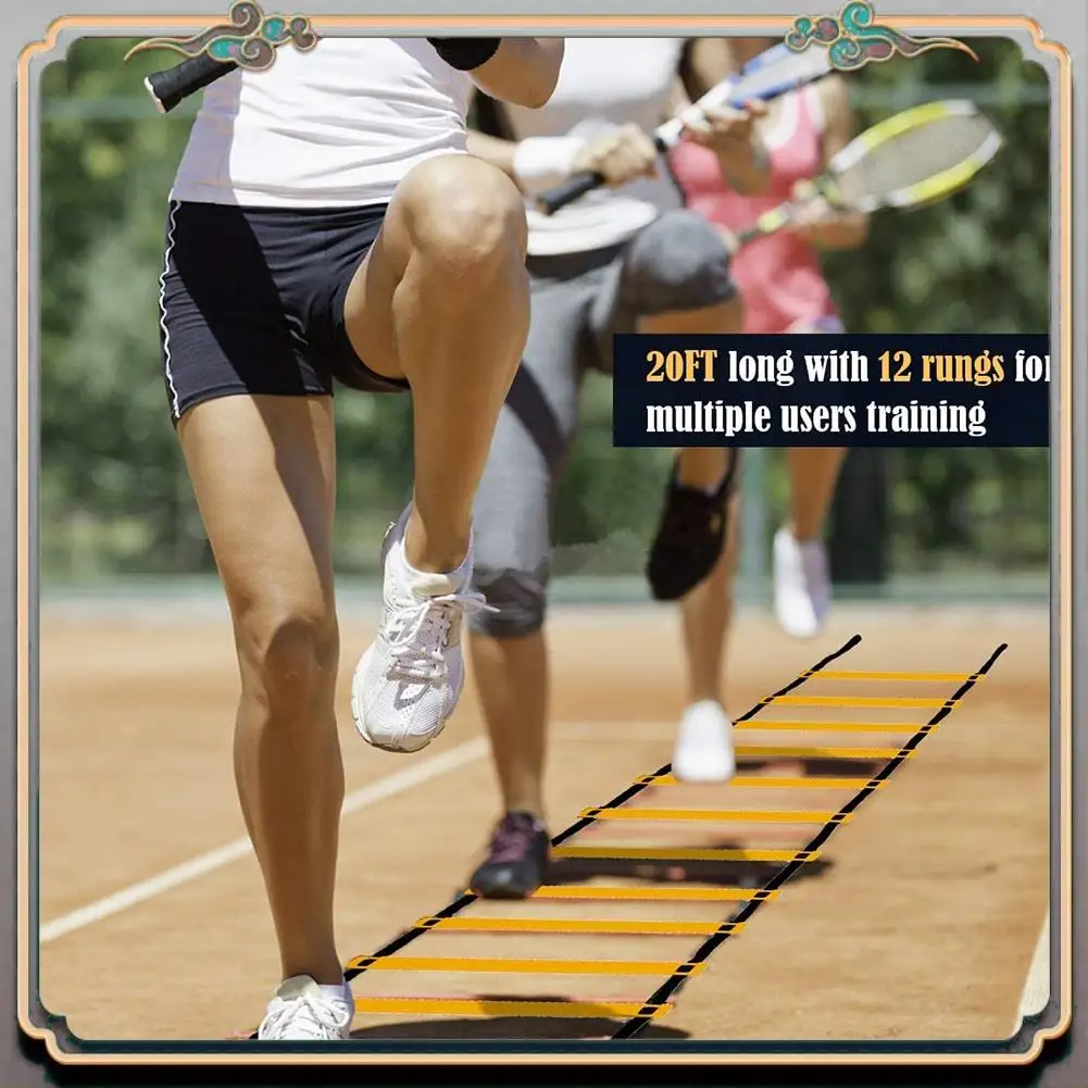 

Durable Agility Ladder Set 20Ft Adjustable Speed Training Ladder With 12 Football Training Disc For Soccer, Sports Training