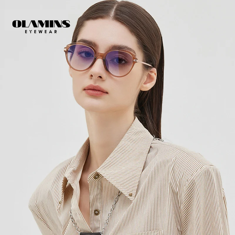 

OLAMINS New Simple Comfortable Can Be Paired With Myopia Acetate Sunglasses Oval Frame Versatile Nylon Sunglasses For Women 9078