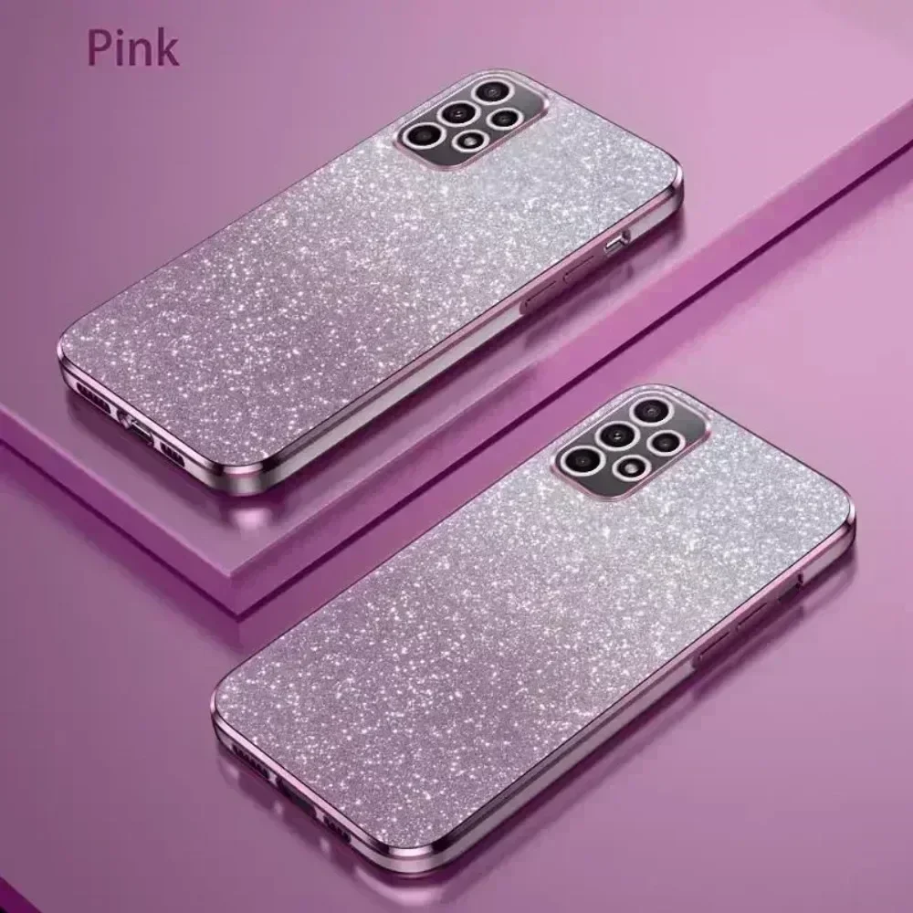 Luxury Gradient Glitter Plating Case For Samsung Galaxy A53 A52 A50 A34 A33 A32 A31 A70 A71 A72 A73 A23 4G5G Silicone Back Cover