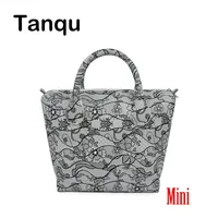 TANQU Mini Waterproof Faux PU Leather Floral Insert Inner Pocket Plus Handle Combination for Mini Obag O Bag Women Handbag