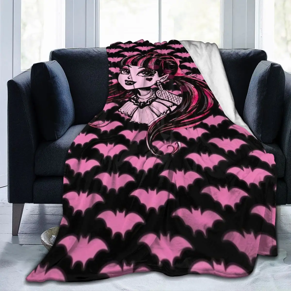 Monster High Anime Blanket Velvet Print Pink Multifunction Lightweight Thin Throw Blanket for Bedding Office Bedspread