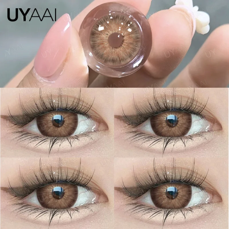 UYAAI Myopia Color Contact Lenses for Eyes Green Big Eye Lens Blue Eye Contacts Brown Lenses Colored Lenses with Diopters