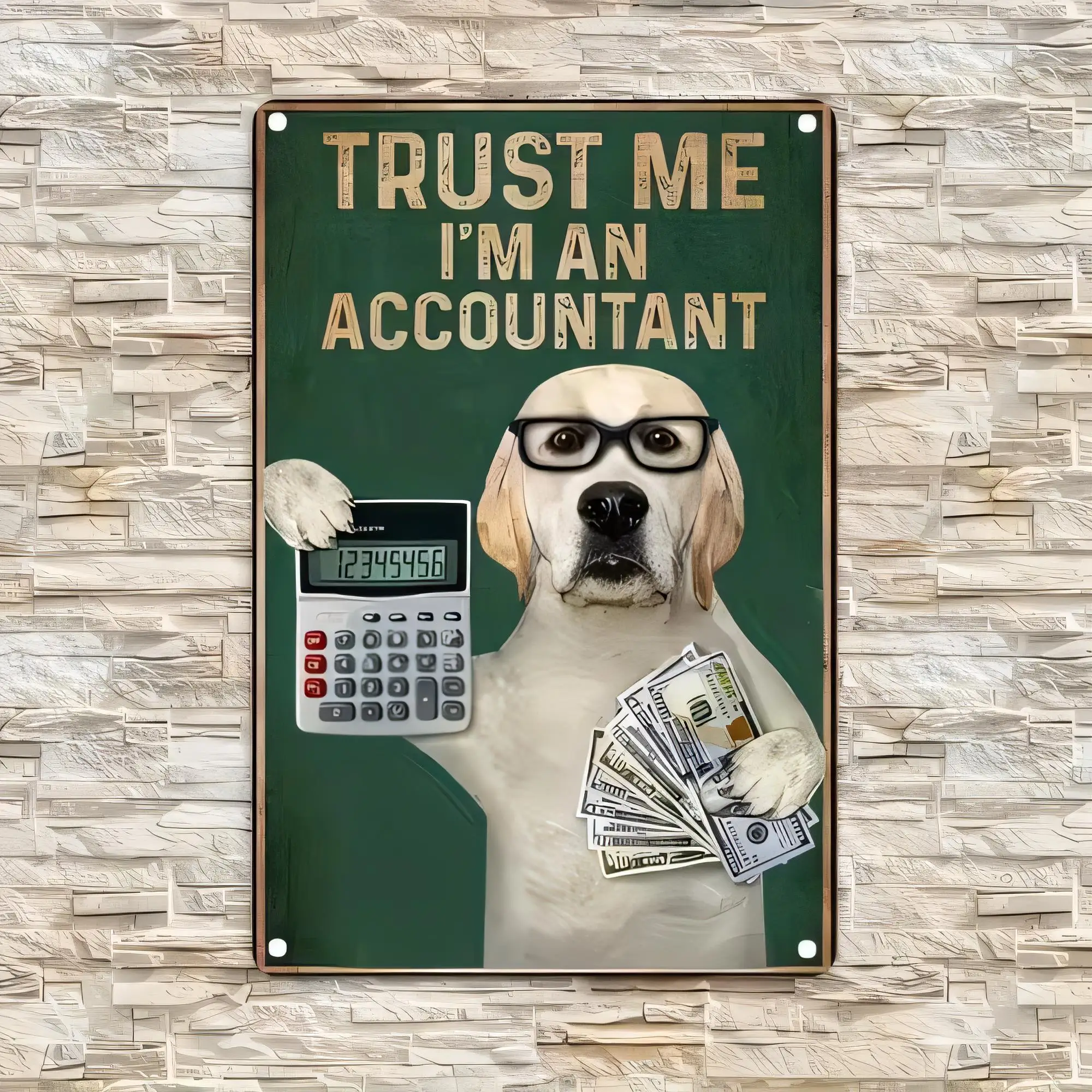 Tin Sign I Love My Dog Accountant Funny Retro Metal Plaque Wall Decor for Home Office Garage Bar, Rustic Vintage Style Dog Lover