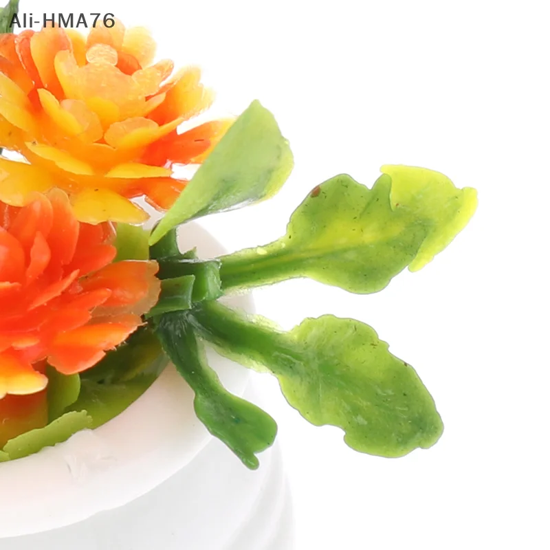 (HMA76) 3 pezzi 2025 1:12 casa delle bambole in miniatura fiore in vaso di plastica pianta verde giocattolo per bambini decorazione casa delle bambole colore casuale