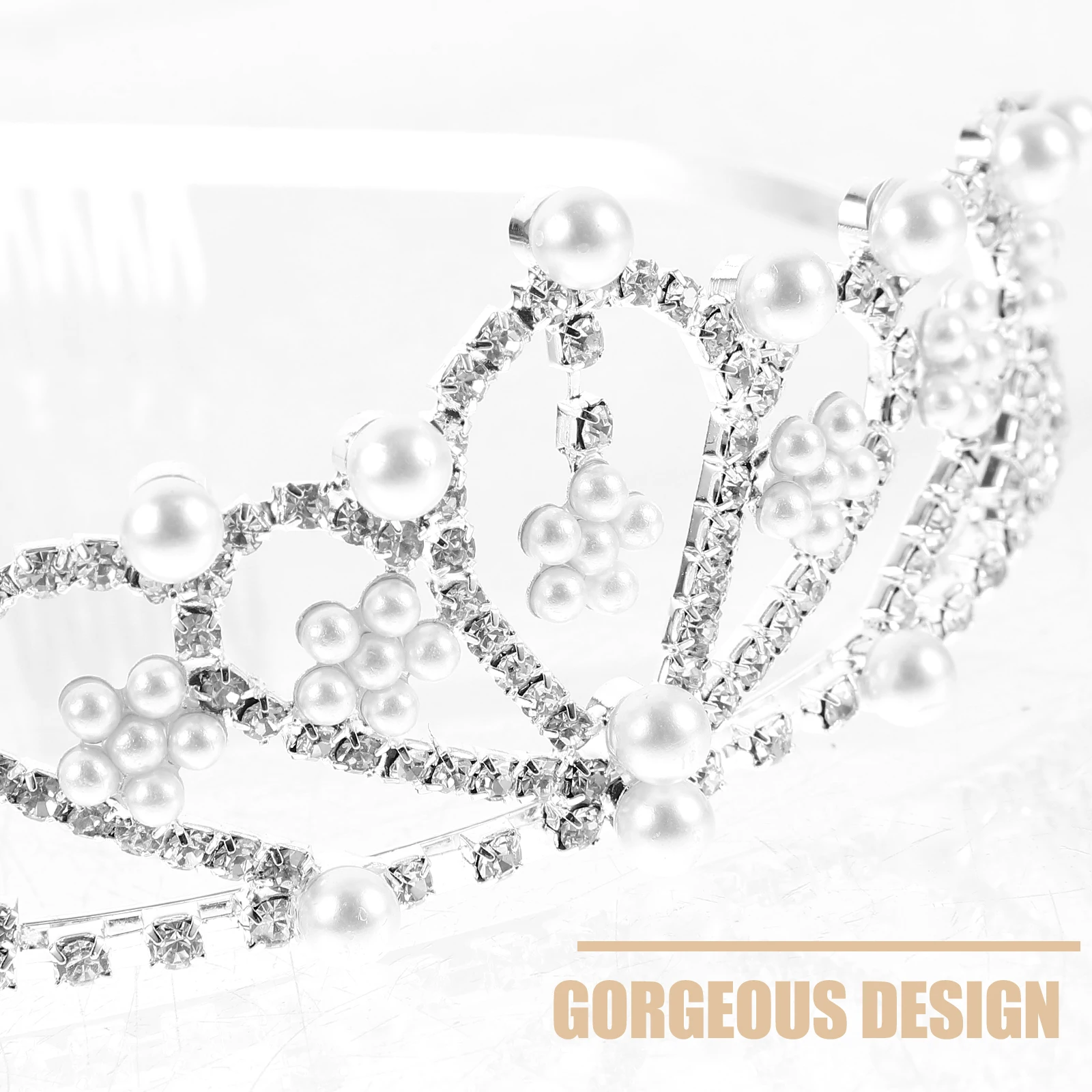 

Pearl Crown Hair Ornament Bridal Headband Wedding Headpiece Rhinestone Silver Bridesmaid Elegant Fairy Crown Women Birthday