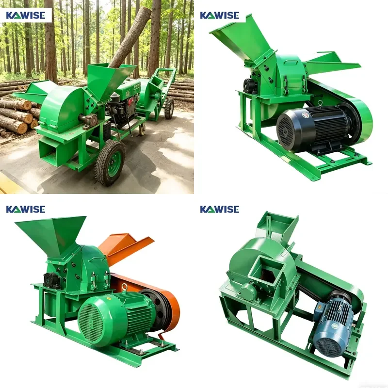 Wood Crusher Machine with Two Feed Inlets for Logs Branches Board Scraps and Biomass Material Processing CE Certified