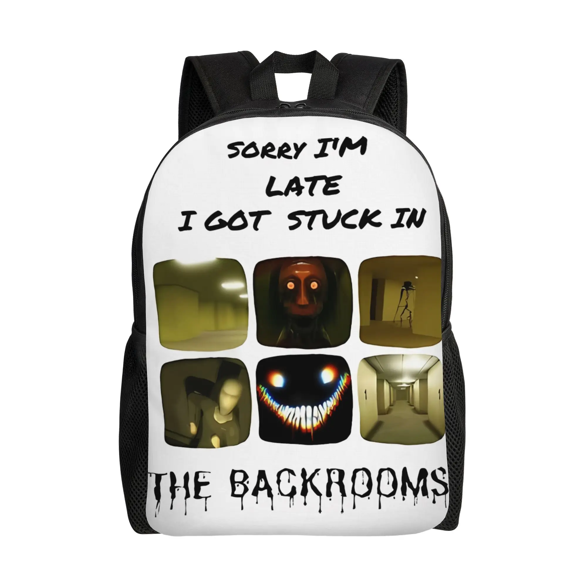 

sorry i'm late entity Backrooms Backpack Dark Fantasy Daily mochila Large Capacity Laptop Bag Back To School Season