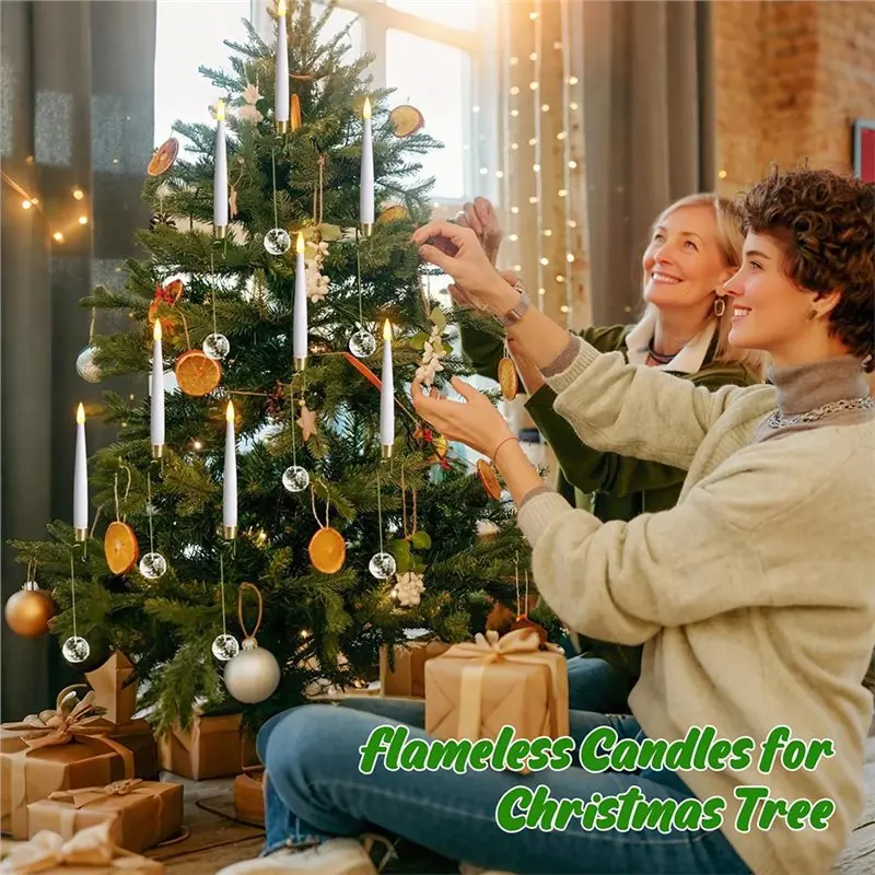 A69E24 Pcs Lilin Natal Berkedip dengan Remote untuk Pohon Natal Lilin LED Berkedip Tanpa Api Cahaya Hangat Tempat Lilin