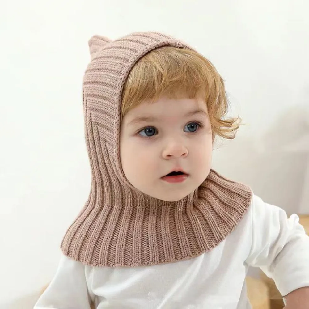 

Cold-Proof Neck Warm Baby Beanies Windproof Collar Balaclavas Kid Earmuffs Caps Scarf Integrated Pullover Cap Newborn