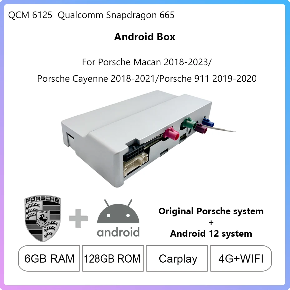 

For Porsche Macan 2018-2023/Porsche Cayenne 2018-2021/Porsche 911 2019-2020 Original System Upgrade Dual System Android 12 6+128