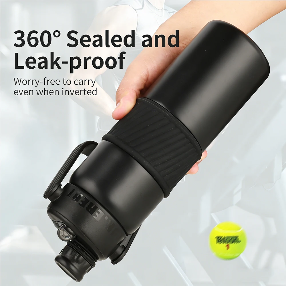 600ml/800ml Stainless Steel Insulated Water Bottle 2-in-1 Straw & Chug Lid Leakproof Sports Bottle with Handle for Outdoor