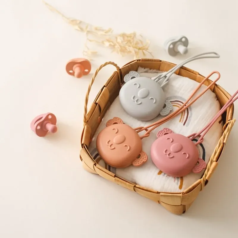 

Baby Silicone Koala Pacifier Holder Container Box Infant Portable Soother Animal Pacifier Chain BPA Free Silicone Storage Box