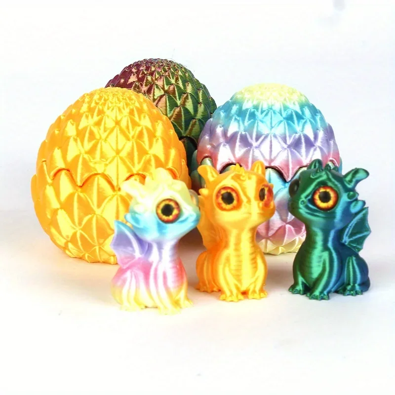 3D Printed Multi-Color Dinosaur Egg Set with Flip Lid - Unique Creative Desktop Decoration Gift Idea
