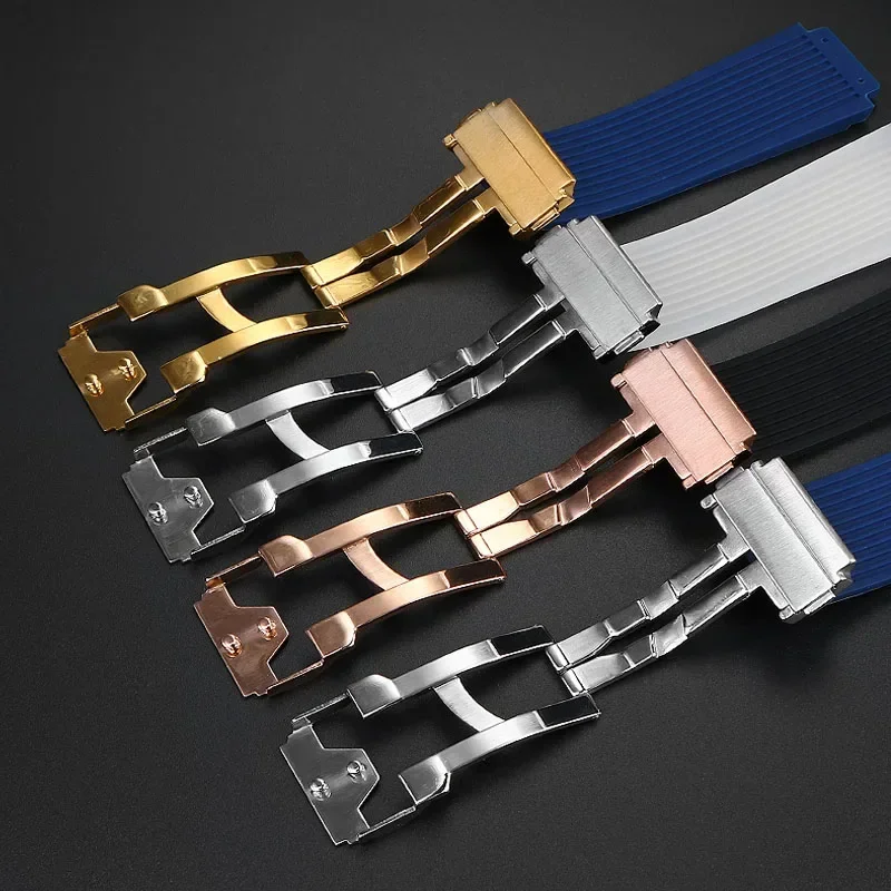 High-end Silicone Watchbands for Hublot Yubo Big Bang Classic Fusion Series Concave Convex Interface Sweatproof Strap 26-19mm