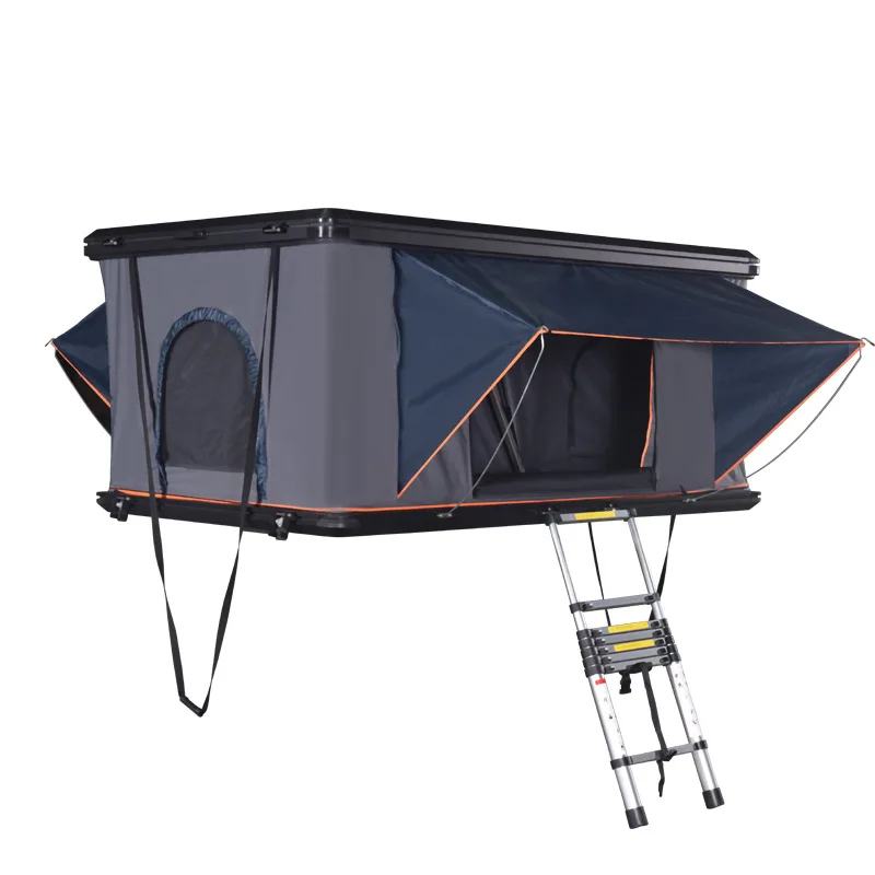 Waterproof 1-2 Person Aluminium Tent Ladder Oxford Fabric Hard Shell For Car Rooftop Camping 4x4 3-4 Capacity Aluminum Poles