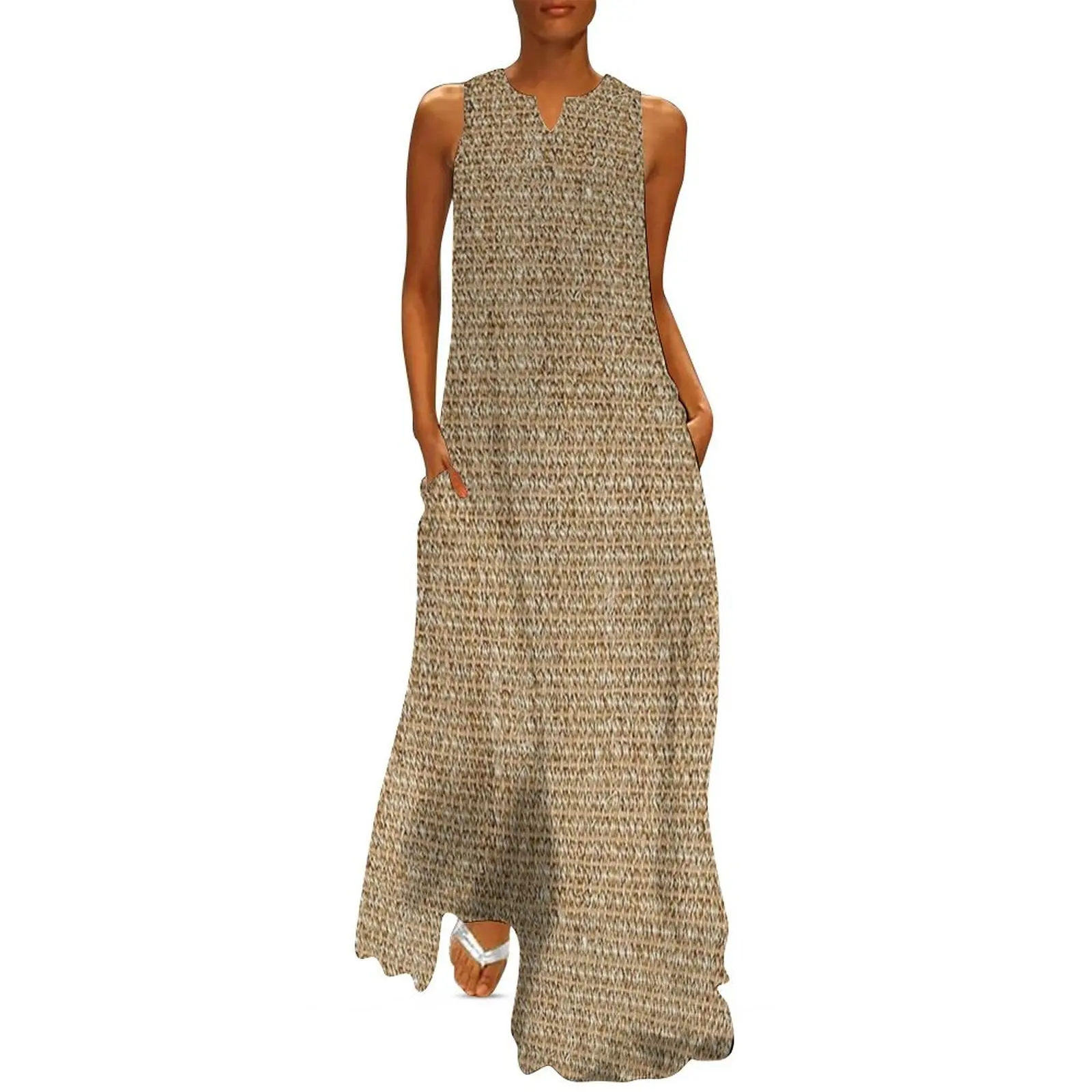 

Sisal Farm Style Sack Cloth Sackcloth Long Dress Women's summer dress Dresses Dress