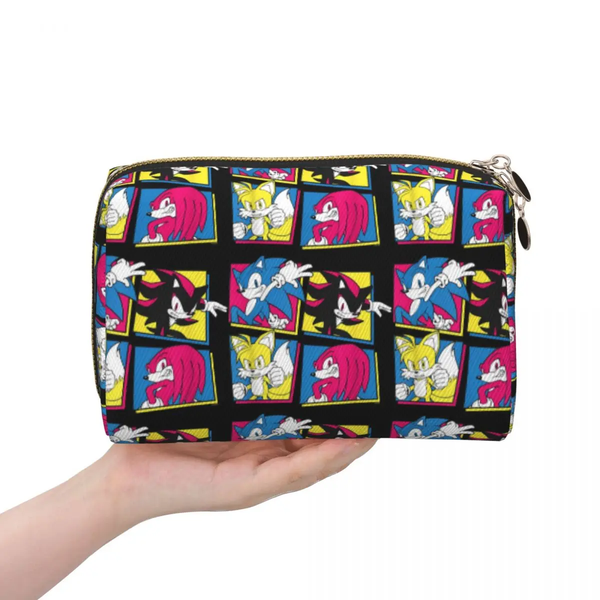 Sonic The Hedgehog Shadow Tails Knuckles Women Cosmetic Bags Travel Makeup Organizer Pouch Toiletry Storage Dopp Kit Case