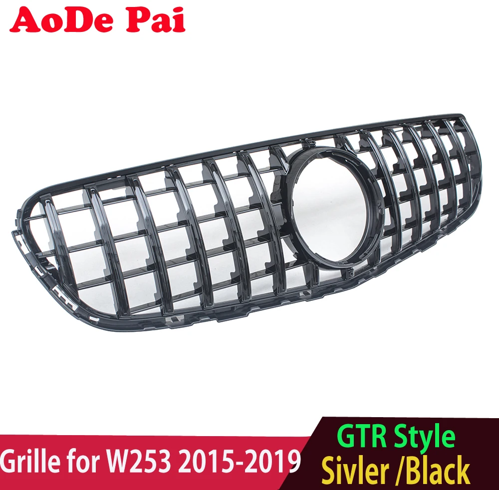 X253 Grille ABS Front Bumper Mesh Hood for Mercedes GLC Class W253 GLC43 GLC450 GLC250 2015-2019 With Camera GTR Style