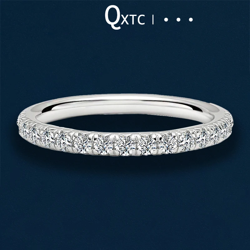 Bague de mariage en argent regardé 925 Moissanite pour femme, bague à queue unique, bande de diamants assortis, test réussi