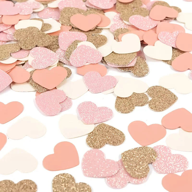 1 Beutel roségoldfarbenes, rosa-beiges Herz-Konfetti – Gedenktags-Tischdekoration, Verlobungs-, Hochzeits-, Geburtstagsfeier-Geschenkdekoration
