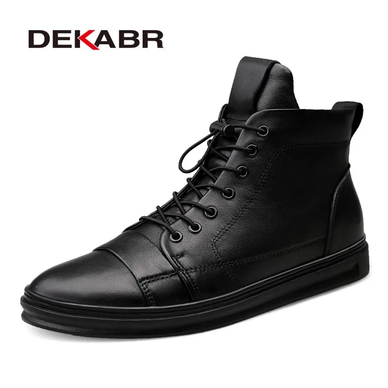 DEKABR Men Boots New Fashion Style Waterproof Men Winter Shoes Men Plus Fur Snow Boots Casual Warm Ankle Boots Size 38~48