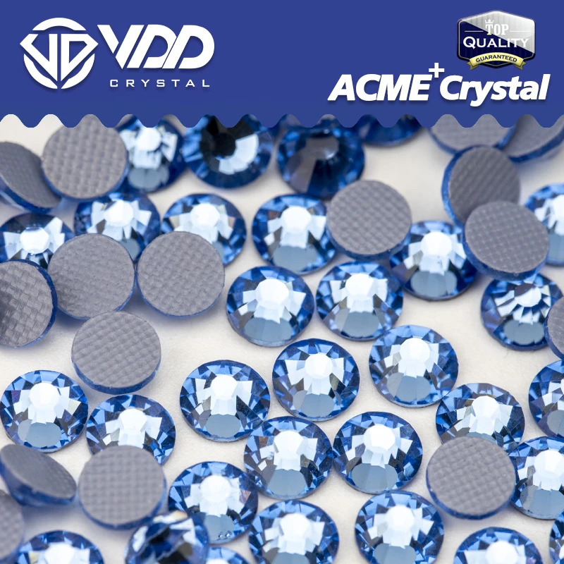 VDD 028 Lt.Sapphire ACME+Series Glass Hot-Fix Rhinestones Crystal Flat Back Strass Glitter Stones For DIY Clothes Accessories