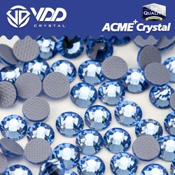 VDD 028 Lt. Seria Sapphire ACME + szklane cyrkonie kryształ płaski tylny Strass brokatowe kamienie do DIY akcesoria odzieżowe