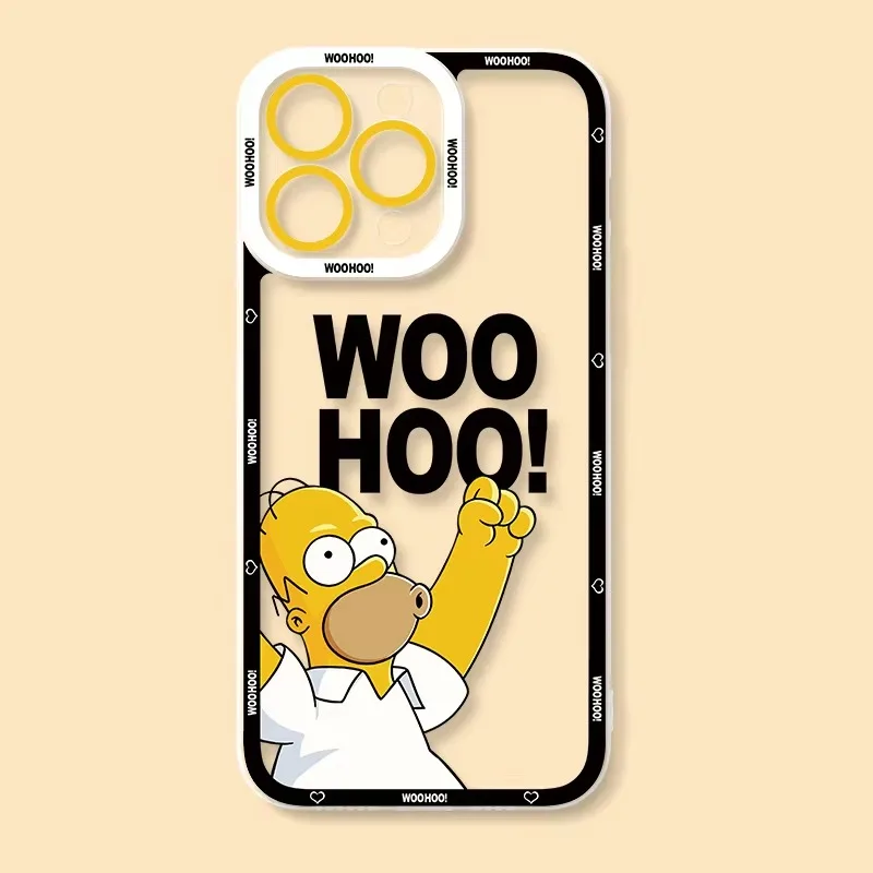 Soft Silicone Case For iPhone 16 15 Pro Max 14 Plus 13 12 11 Pro XR XS X 8 7 SE 2020 Disney Homer Simpsons Shockproof Back Cover