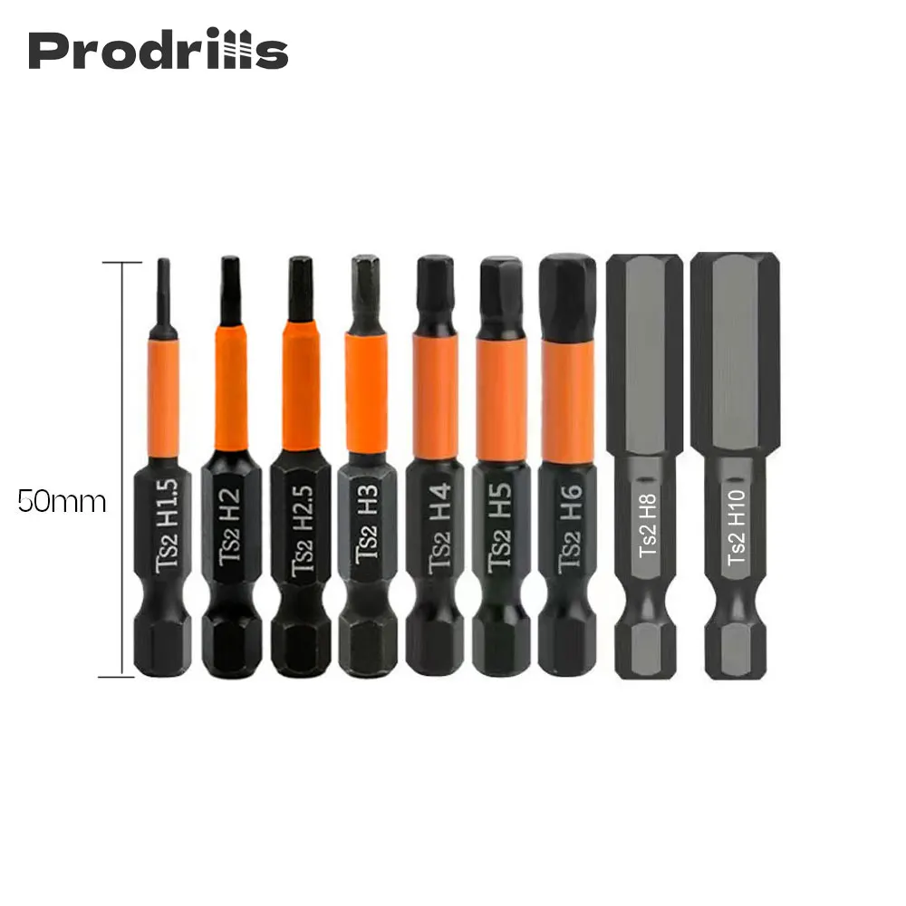 Prodrills S2 Hex Head Magnetic Screwdriver Bit Set H1.5-H10 Hexagonal Bit Set Allen Wrench Screwdriver